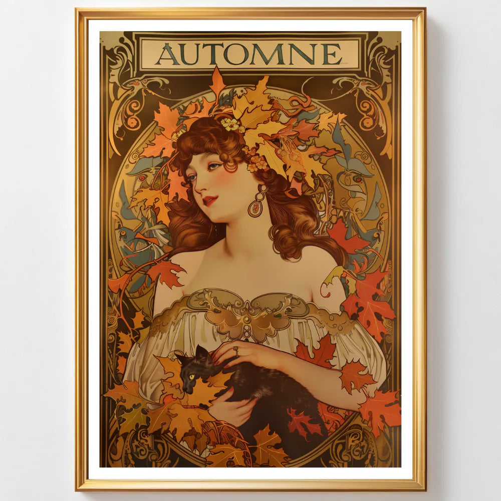Affiche Art Nouveau - Affiche Automne "La femme au chat noir"