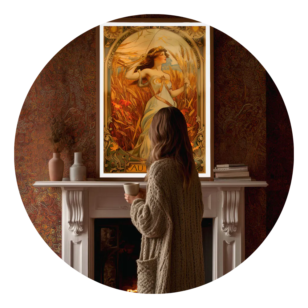 Affiche Art Nouveau - Affiche Automne "La muse des blés"