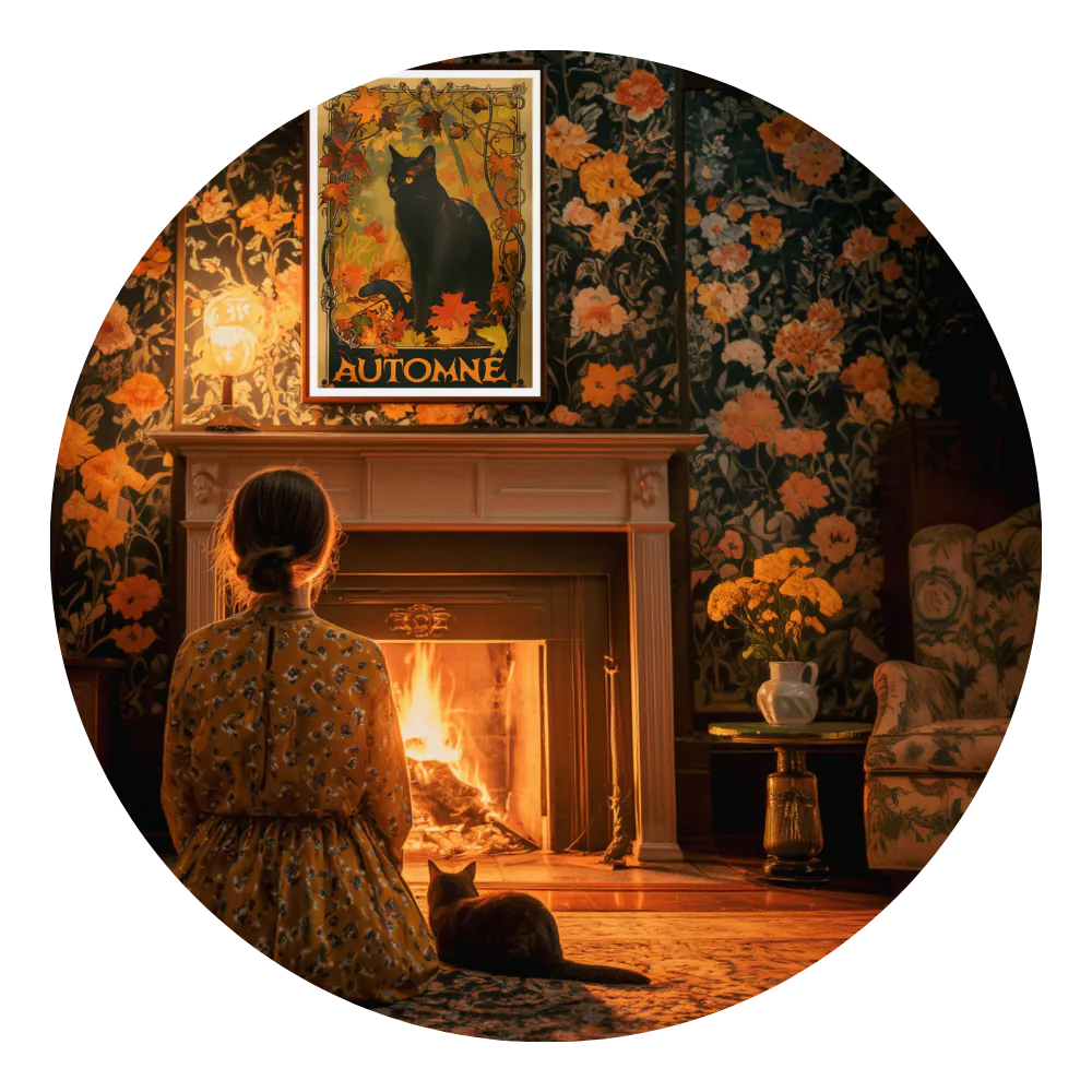 Affiche Art Nouveau - Affiche Automne "Le chat noir"