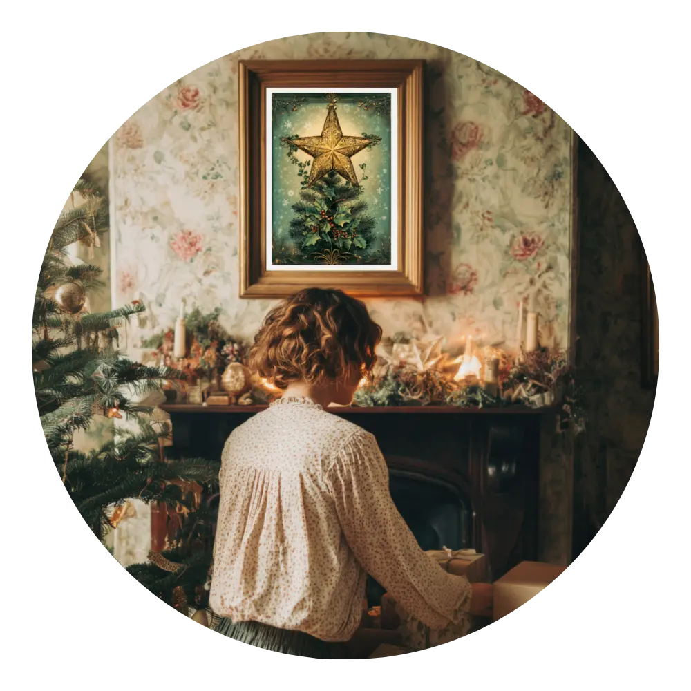 Affiches Art Nouveau - Collection Noël Vintage "Étoile de noël"