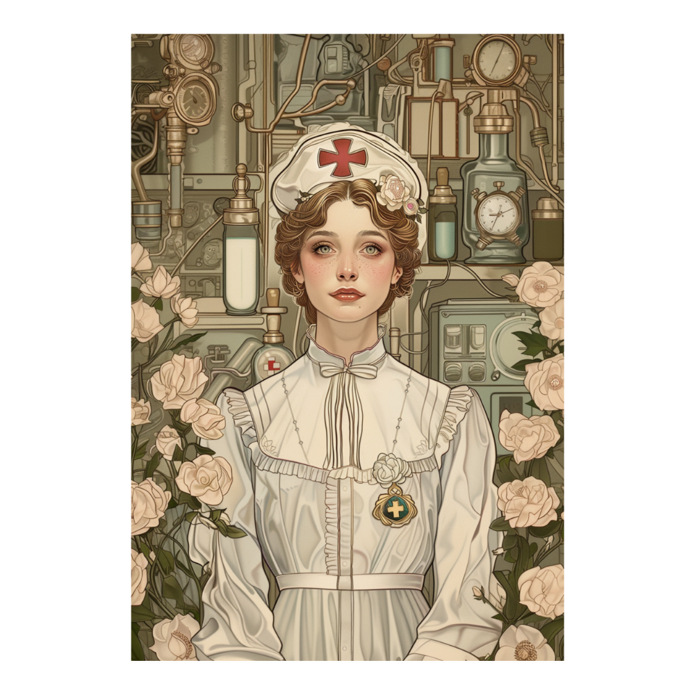 Affiches Art Nouveau - Collection Métiers d'antan "L'infirmière"