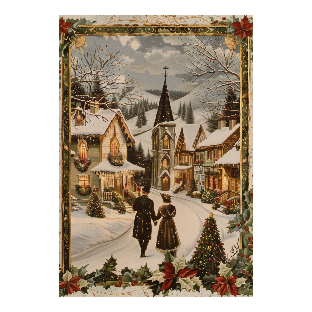 Affiches Art Nouveau - Collection Noël Vintage "Village de noël"