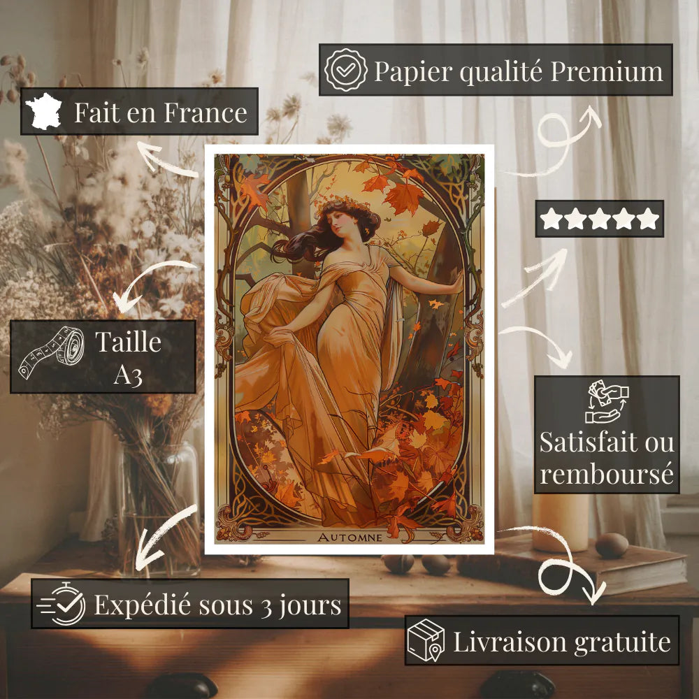 Affiche Art Nouveau - Affiche Automne "Balade dans les bois"