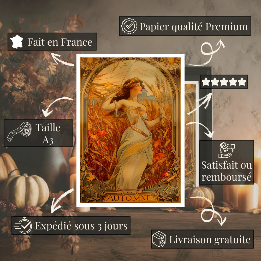 Affiche Art Nouveau - Affiche Automne "La muse des blés"