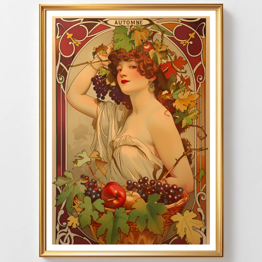 Affiche Art Nouveau - Affiche Automne "La muse des vendanges"