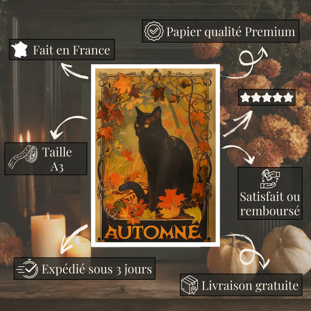 Affiche Art Nouveau - Affiche Automne "Le chat noir"
