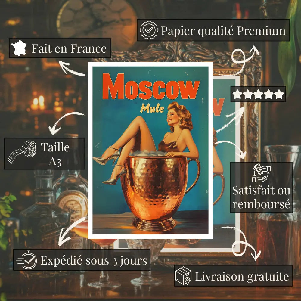 Affiches Rétro - Collection Cocktails Vintage "Moscow Mule"
