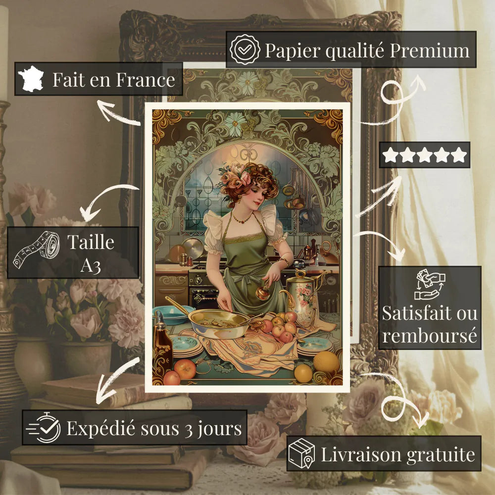 Affiches Art Nouveau - Collection Métiers d'antan "La Cuisinière"