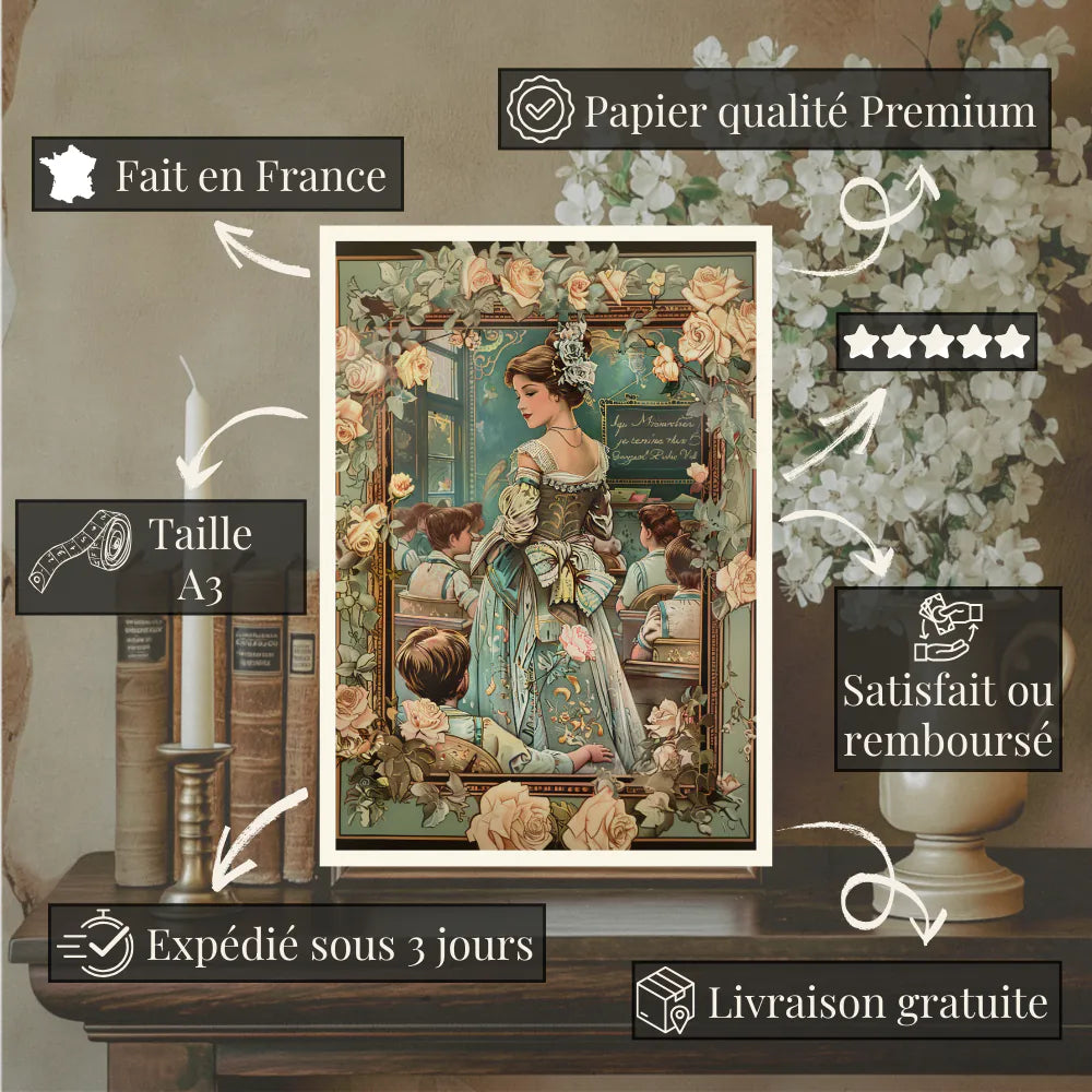Affiches Art Nouveau - Collection Métiers d'antan "la maitresse"