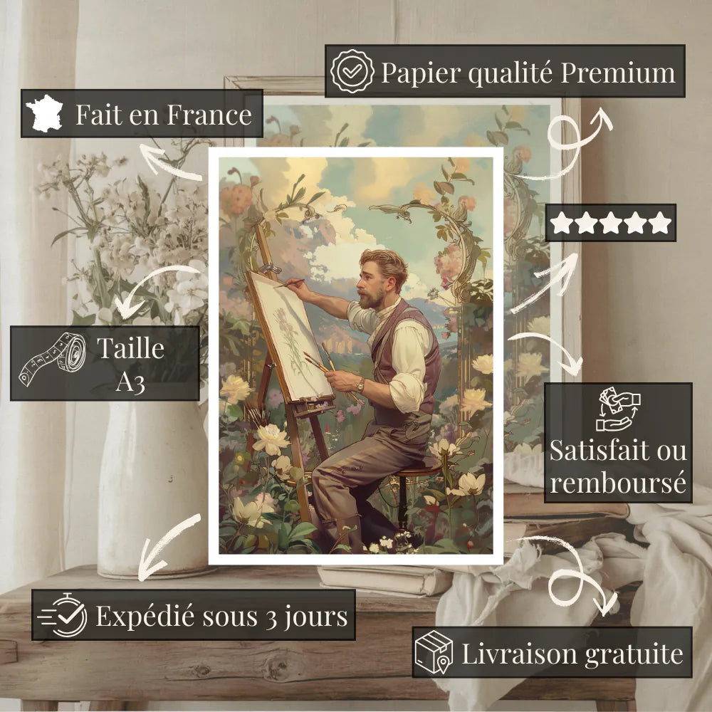 Affiches Art Nouveau - Collection Métiers d'antan "Le Peintre"