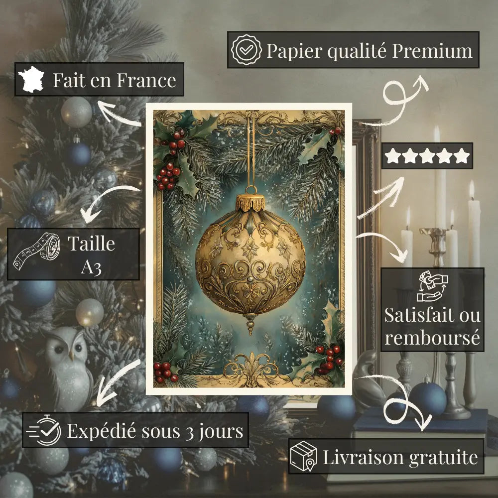 Affiches Art Nouveau - Collection Noël Vintage "Boule de Noël"