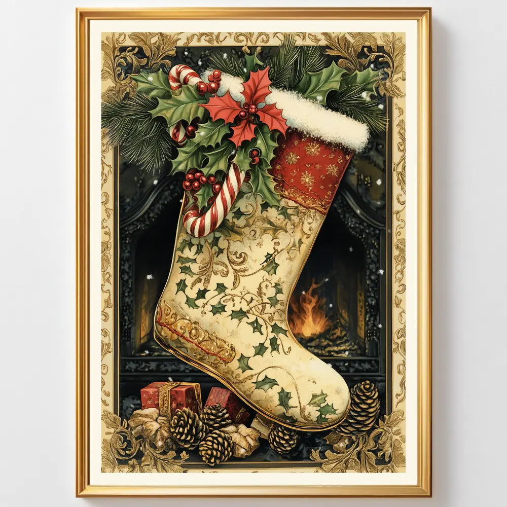 Affiches Art Nouveau - Collection Noël Vintage "Chaussette de Noël"