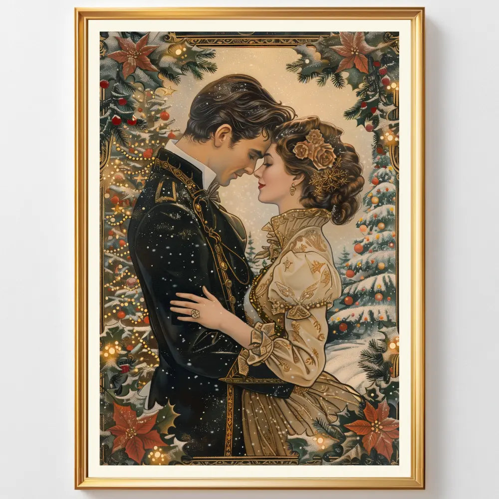Affiches Art Nouveau - Collection Noël Vintage "Couple de noël"