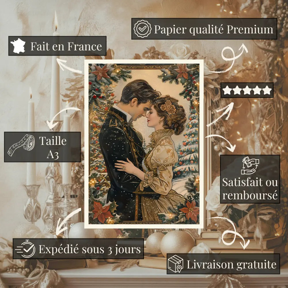 Affiches Art Nouveau - Collection Noël Vintage "Couple de noël"
