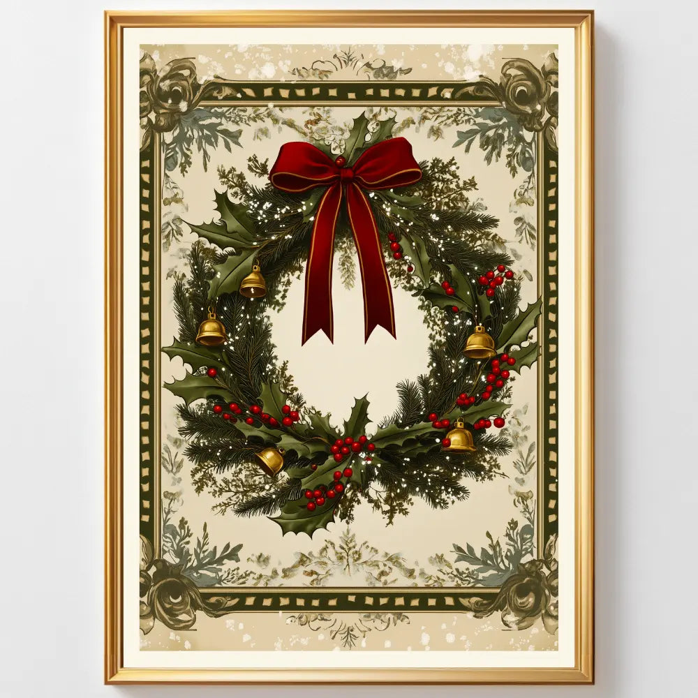 Affiches Art Nouveau - Collection Noël Vintage "Couronne de noël"