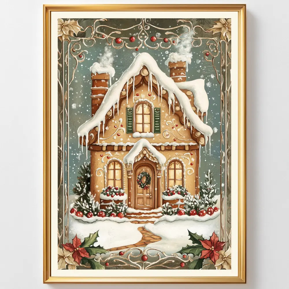 Affiches Art Nouveau - Collection Noël Vintage "Maison pain d'épices"