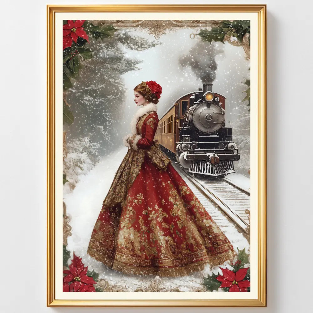 Affiches Art Nouveau - Collection Noël Vintage "Train de noël"