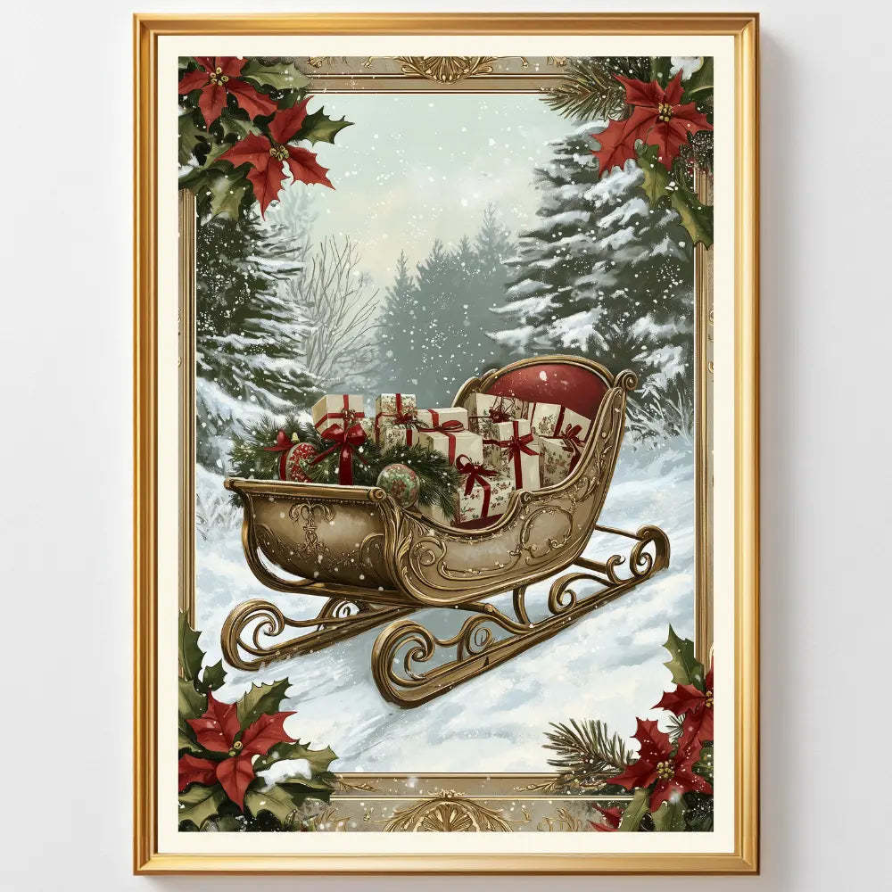 Affiches Art Nouveau -  Collection Noël Vintage "Traîneau de noël"