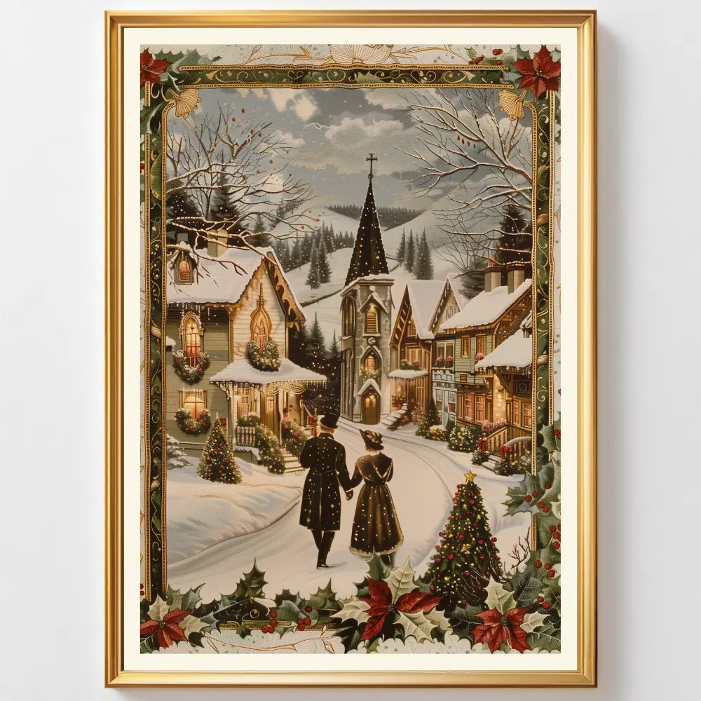 Affiches Art Nouveau - Collection Noël Vintage "Village de noël"