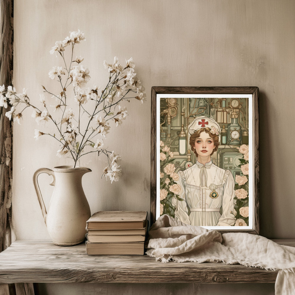 Affiches Art Nouveau - Collection Métiers d'antan "L'infirmière"