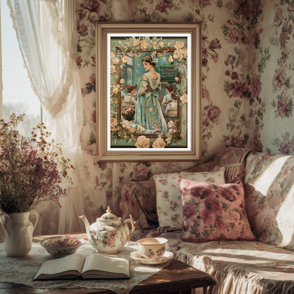 Affiches Art Nouveau - Collection Métiers d'antan "L'institutrice"