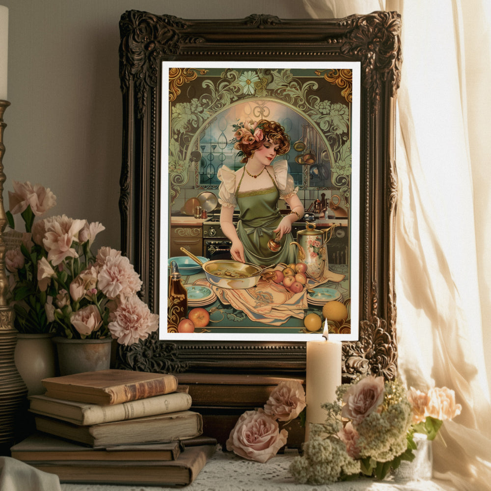 Affiches Art Nouveau - Collection Métiers d'antan "La Cuisinière"