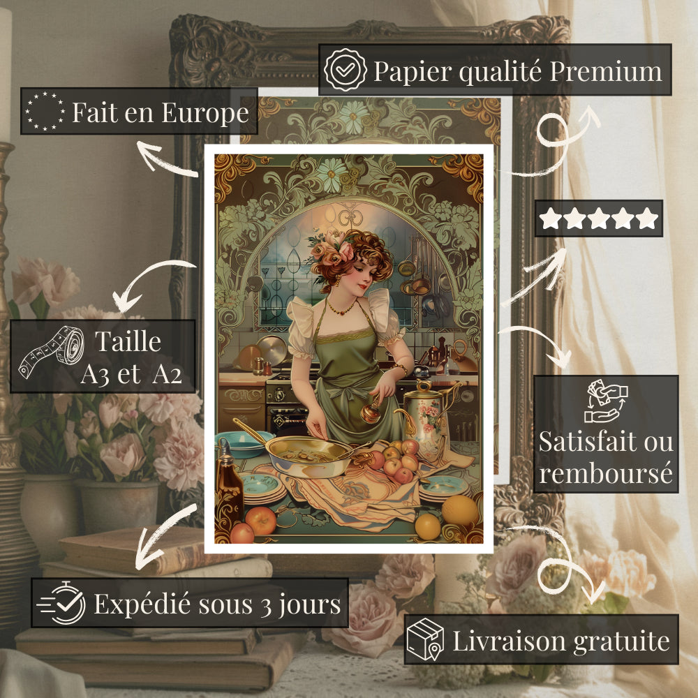 Affiches Art Nouveau - Collection Métiers d'antan "La Cuisinière"