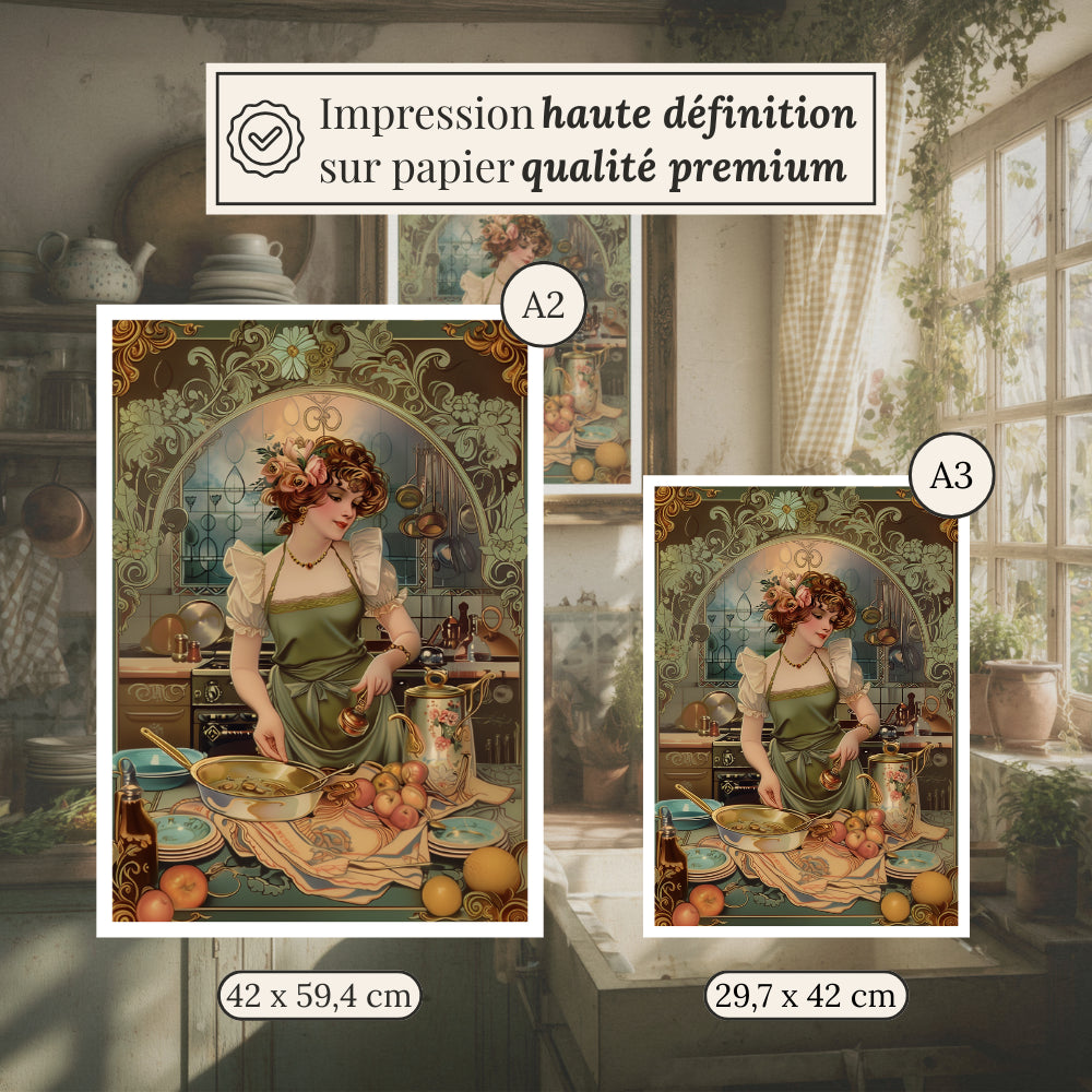 Affiches Art Nouveau - Collection Métiers d'antan "La Cuisinière"