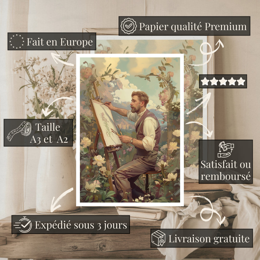 Affiches Art Nouveau - Collection Métiers d'antan "Le Peintre"