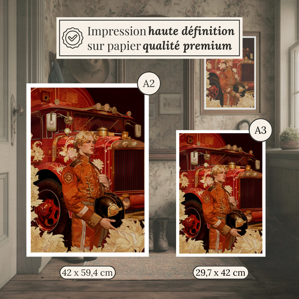 Affiches Art Nouveau - Collection Métiers d'antan "Le Pompier"