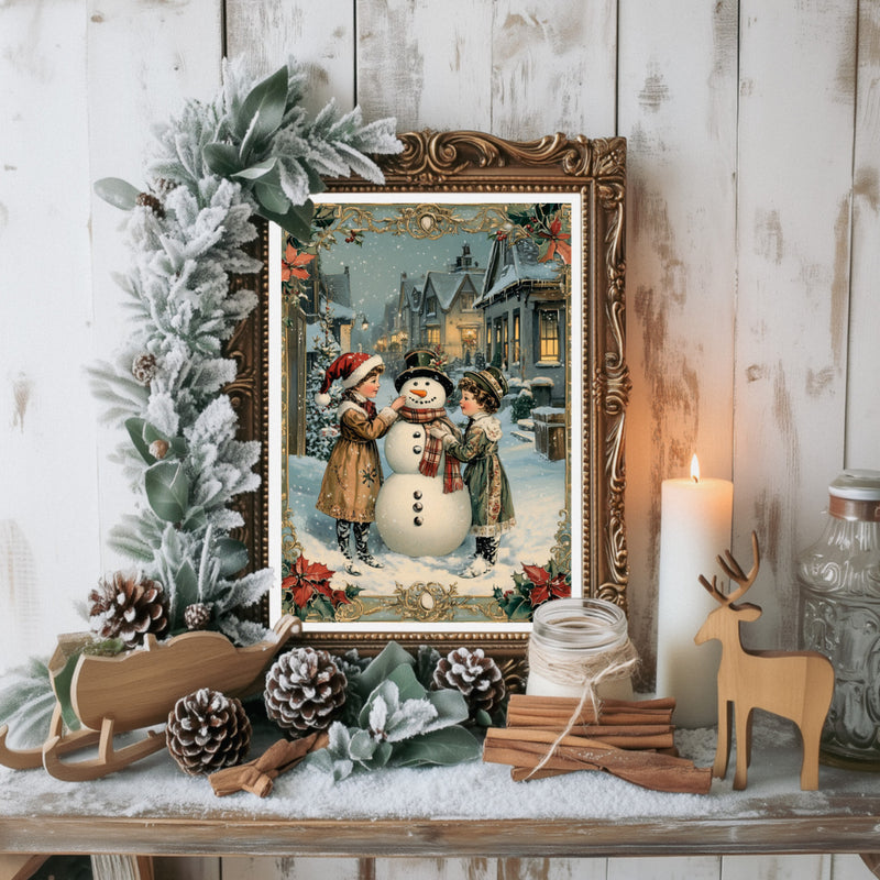 Affiche Noël Vintage "Bonhomme de neige"