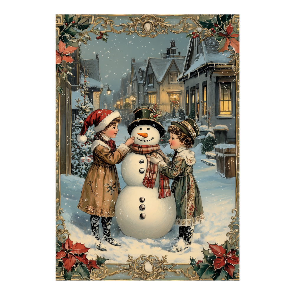 Affiches Art Nouveau - Collection Noël Vintage "Bonhomme de neige"