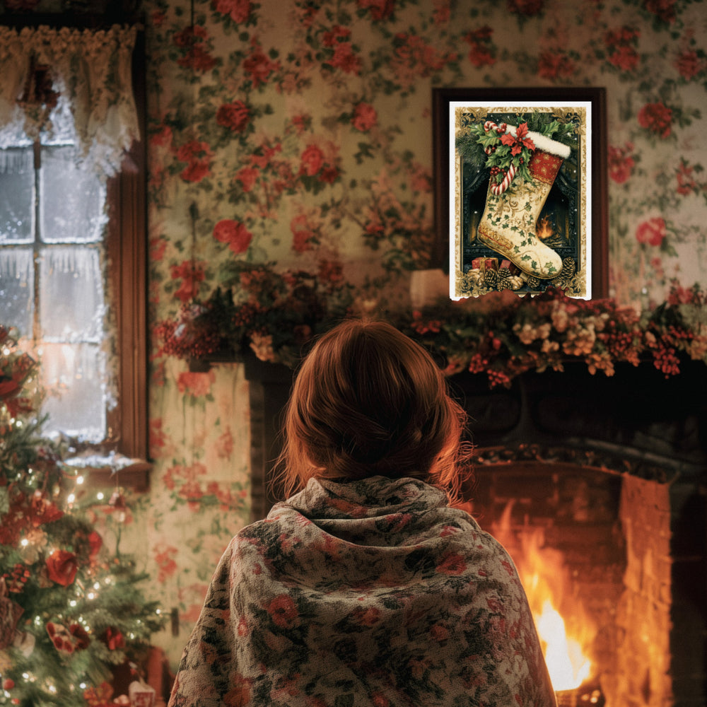 Affiches Art Nouveau - Collection Noël Vintage "Chaussette de Noël"