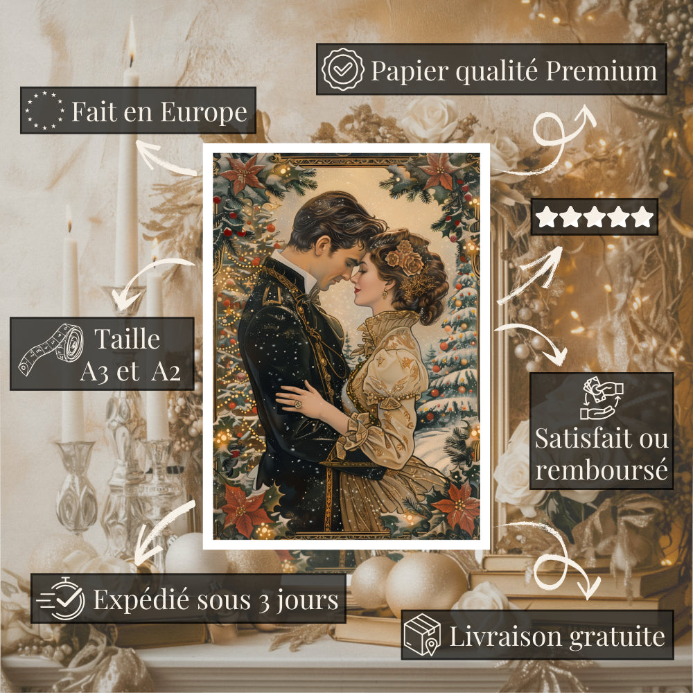 Affiches Art Nouveau - Collection Noël Vintage "Couple de noël"
