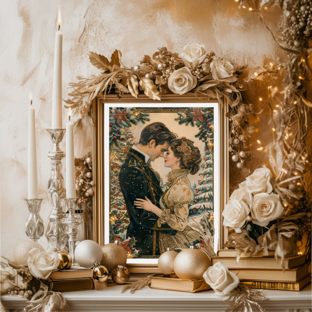 Affiches Art Nouveau - Collection Noël Vintage "Couple de noël"
