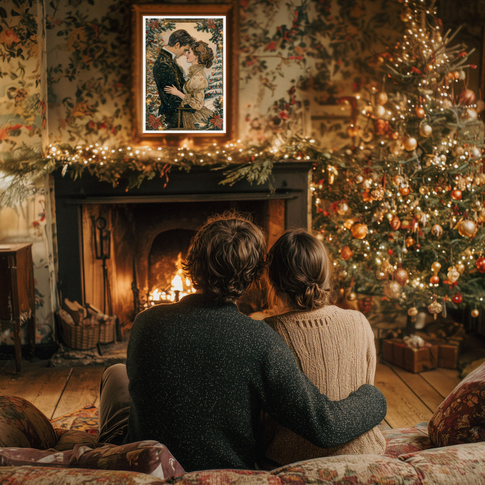 Affiches Art Nouveau - Collection Noël Vintage "Couple de noël"