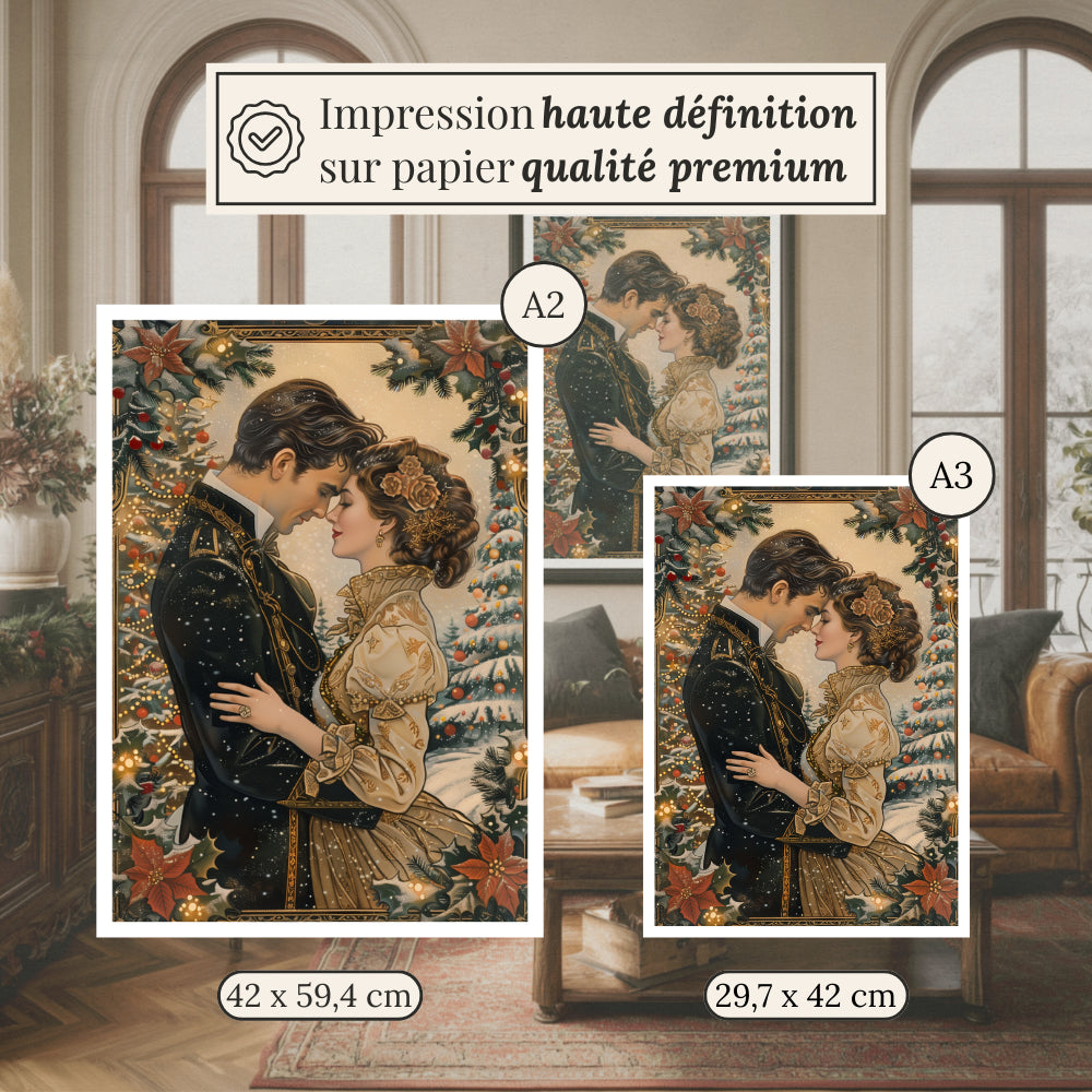 Affiches Art Nouveau - Collection Noël Vintage "Couple de noël"