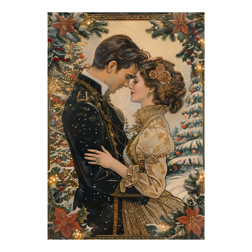 Affiches Art Nouveau - Collection Noël Vintage "Couple de noël"
