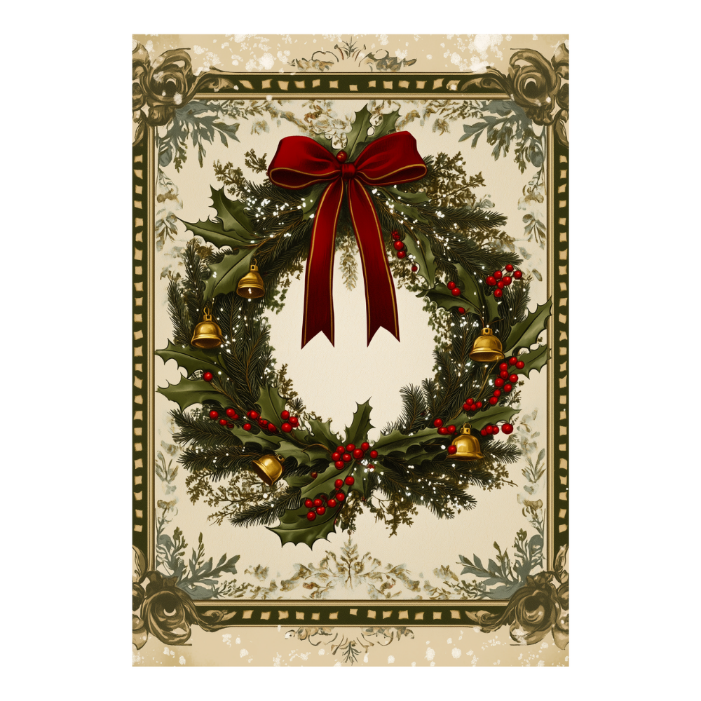 Affiches Art Nouveau - Collection Noël Vintage "Couronne de noël"