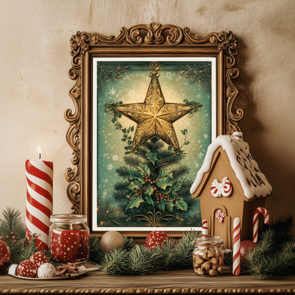 Affiches Art Nouveau - Collection Noël Vintage "Étoile de noël"