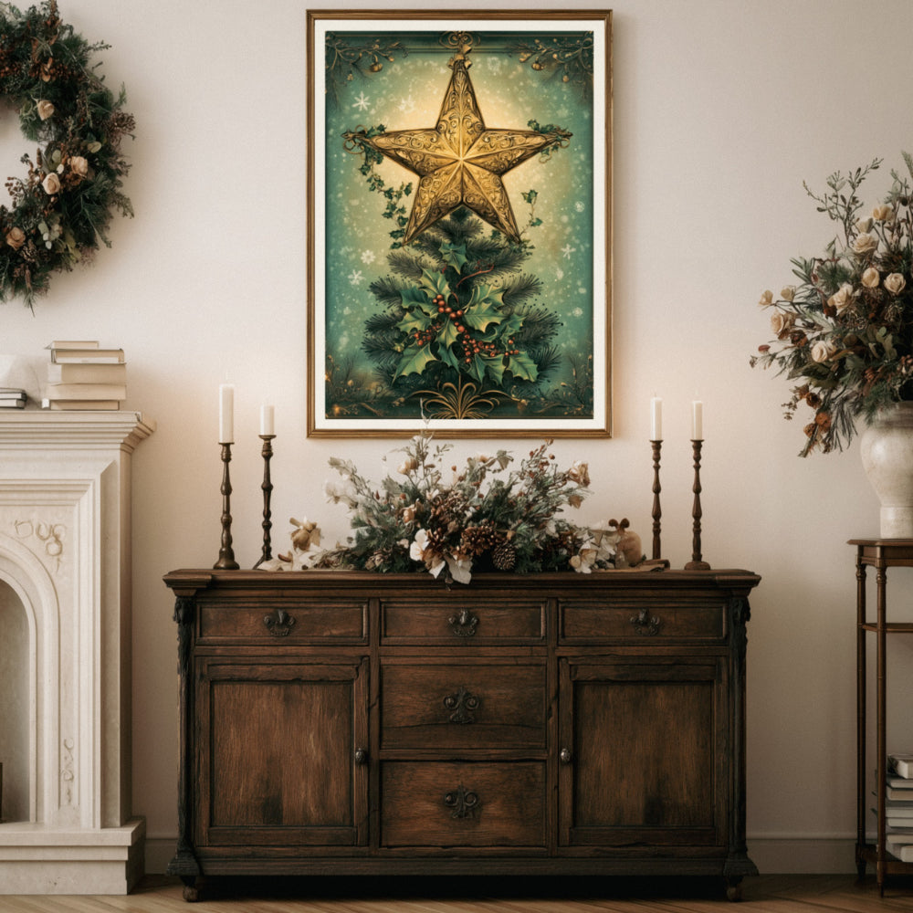 Affiches Art Nouveau - Collection Noël Vintage "Étoile de noël"