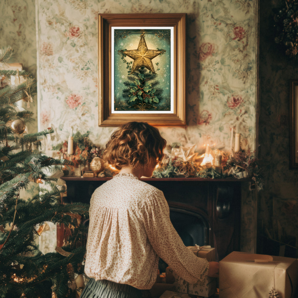 Affiches Art Nouveau - Collection Noël Vintage "Étoile de noël"