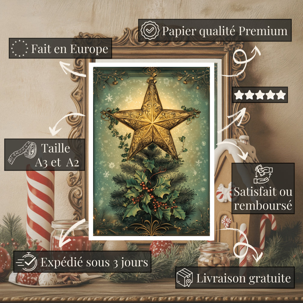 Affiches Art Nouveau - Collection Noël Vintage "Étoile de noël"
