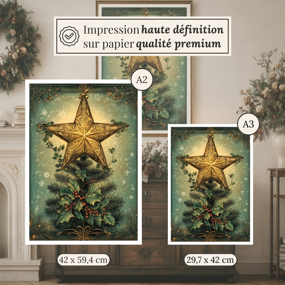 Affiches Art Nouveau - Collection Noël Vintage "Étoile de noël"