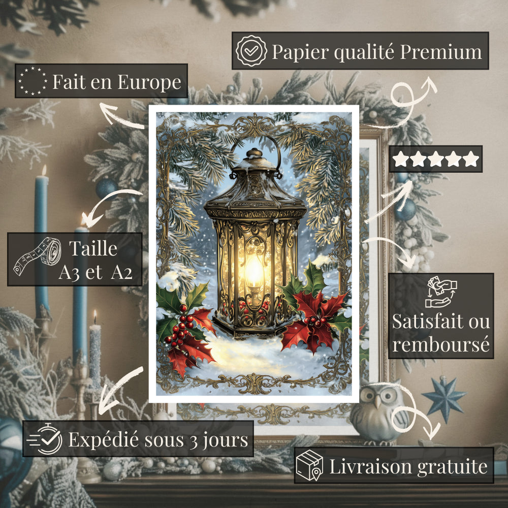 Affiches Art Nouveau - Collection Noël Vintage "Lanterne de noël"