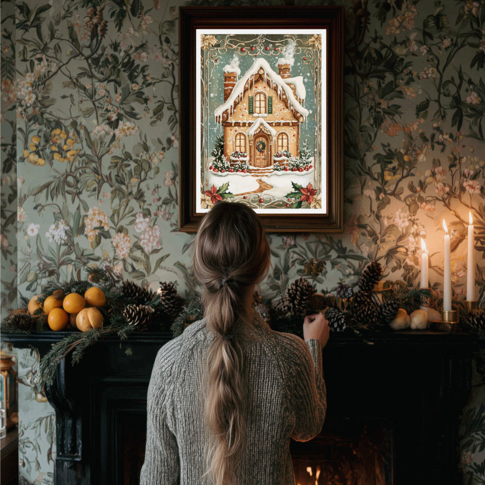 Affiches Art Nouveau - Collection Noël Vintage "Maison pain d'épices"