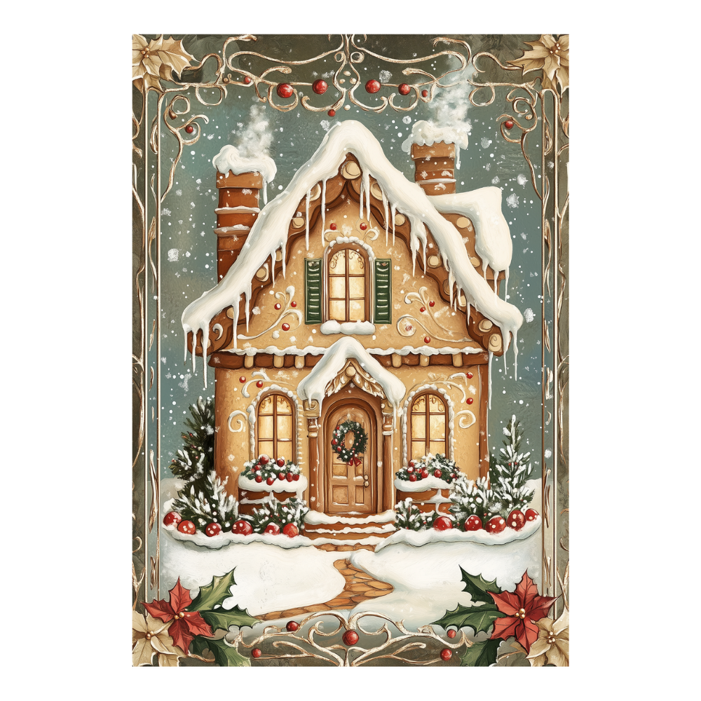 Affiches Art Nouveau - Collection Noël Vintage "Maison pain d'épices"