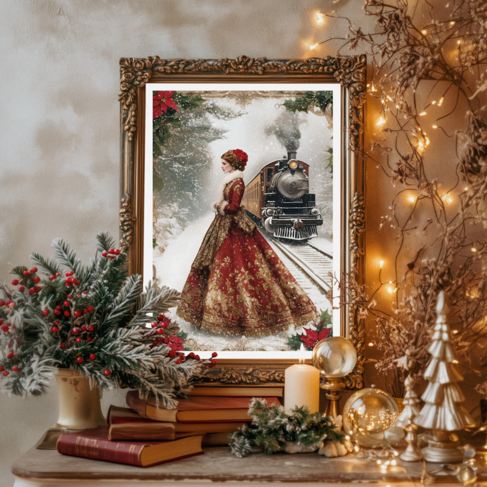 Affiches Art Nouveau - Collection Noël Vintage "Train de noël"