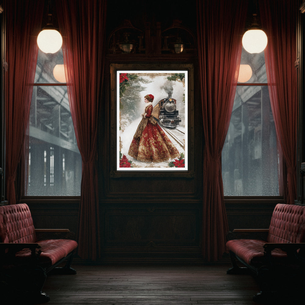 Affiches Art Nouveau - Collection Noël Vintage "Train de noël"