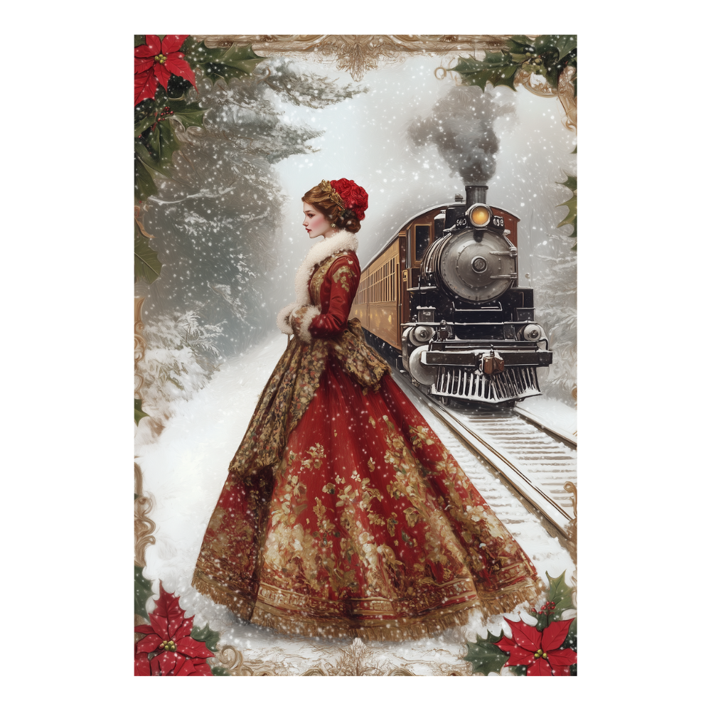 Affiches Art Nouveau - Collection Noël Vintage "Train de noël"